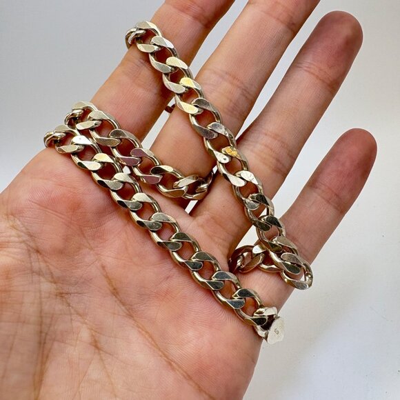VTG Sterling Silver 925 Heavy Curb Link Chain Necklace Size 20.5" Length - Picture 5 of 10